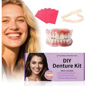 At-Home DIY Denture Kit: Full Set of Upper & Lower False Teeth for DIY Smile Transformation-ZZ5