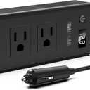 300W Car Voltage Converter Inverter DC 12V to AC 110V Ports Fast Charging Car Charger with Cigarette Lighter Plug with 2 Sockets and 4 USB for Business Trips and Vacation