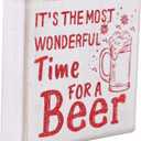Its the Most Wonderful Time for a Beer Rustic Wood Sign  6 x 6 Red Glitter Christmas Bar Decor  Funny Holiday Sign for Kitchen, Bar, Man Cave, Beer Lovers, Stocking Stuffer Gift