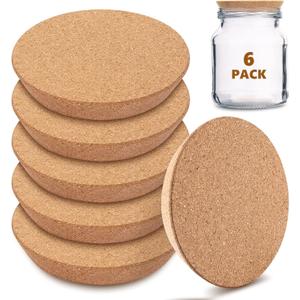 Kathfly 6 Pcs Cork Stoppers 3. 8-4. 5 Inch Large Cork Canning Jar Lids Wood Tapered Plugs Glass Jar Wine Bottle Lids Canning Wide Bung Stopper for Home Bar Kitchen Accessories (Large)