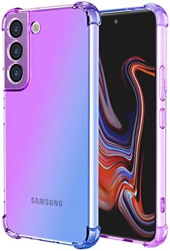 Vokuha for Galaxy S22 Case,Samsung S22 Case, Cute Clear Gradient Slim Shockproof Soft Flexible TPU Back Phone Protective Cover for Samsung Galaxy S22 5G (Purple/Blue)