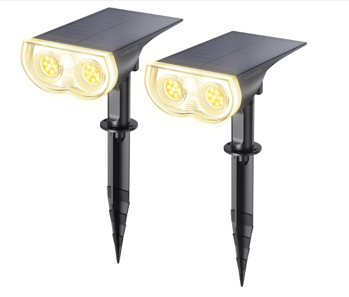 Linkind Solar Lights Outdoor Waterproof IP65, StarRay RGB Solar Spot Lights Outdoor, Color Changing Outdoor Solar Lights for Yard, Garden, Pathway, Holiday Decorations (Multicolor, 2 Pack)