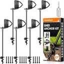 Ground Anchors Shed Anchors 27" Set of 6 Trampoline Stakes Screw in Heavy Duty Mobile Home - Storage Shed Anchor Kit - Playset Swing Anchors - Stakes for Fence,Carport,Garden (Black, 6 x 27in)
