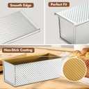 CURTA Commercial Pullman Loaf Pan with Lid 2.2 lb Dough Capacity Non-Stick Bakeware for Baking Bread Corrugated Bread Toast Box Mold Extra Large Loaf Pan Silver 2 pcs