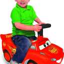 Kiddieland Lightning McQueen Racer Ride-On Car for Toddlers, Engine Sounds, Music, Lights, Steering Wheel, Foot-to-Floor Push Toy, Ages 1-3, Large