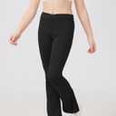 DANI CHINS Girls Athletic Bootcut Leggings Quick Dry Flared Compression Yoga Pants(Navy, 12)