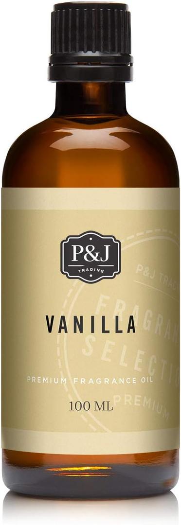 P&J Fragrance Oil - Vanilla 100ml - Candle Scents, Soap Making, Diffuser Oil, Fresh Scents (3.38 Fl Oz (Pack of 1))