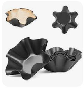 Khaby Lame Tortilla Bowl Pan Set, Easy to Use, Dishwasher Safe Plastic, Black, 4-Pack