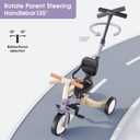 Newyoo Toddler Tricycle with Push Handle for 1-3 Year Old, Toddler Bike, Birthday Toy for Boys and Girls, 5 in 1 Kids Trike, Balance Bike with Backrest and Safety Belt, Purple, TR007