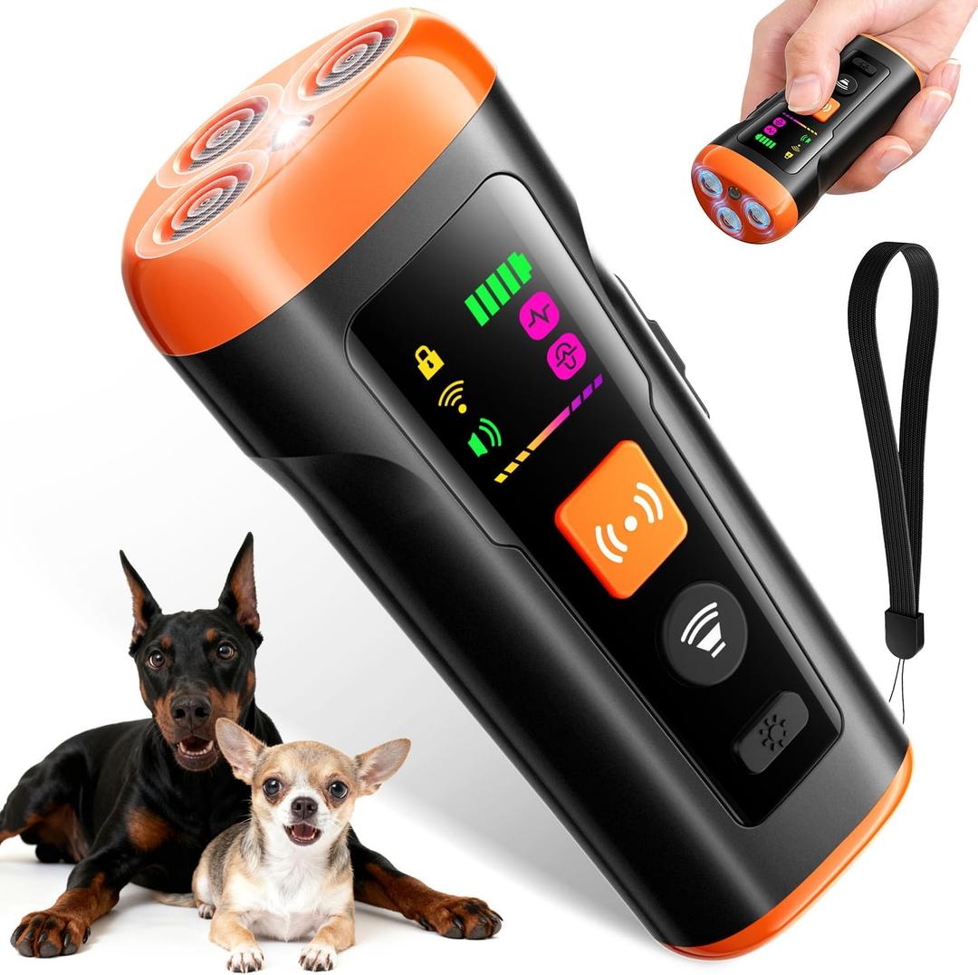 Dog Bark Deterrent Devices, 3X Anti Barking Device for Dogs Ultrasonic Dog Training, Up to 50FT Bark Control Dog Barking Silencer, Correct Bad Behavior Indoor Outdoor Portable Dog Barking Stopper (Black)
