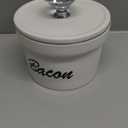 Bacon Grease Container Keeper with Crystal Lid and Strainer, 12 oz Ceramic Frying Oil Storage Can Container for Countertop,Farmhouse Kitchen Decor (Silver)