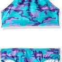 Kanu Surf Girls' Mahina UPF 50+ Beach Sport Halter Bikini 2-Piece Swimsuit (4, Erin Purple Camo)