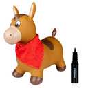 Waddle Bouncy Animal Hopper - Inflatable Hopping Animals, Indoors and Outdoors Fun, Pump Included, Riding Toys for Boys and Girls Ages 2 Years and Up, Brown Horse