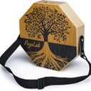 Two-tone Cajon, Portable Travel Wooden Drum with Adjustable Strap, Easy to Carry, Unique Appearance, Beautiful Percussion Instrument (Natural Brown)