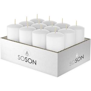 Simply Soson Votive Candles Bulk, 24 White Votive Candles, 10 Hours Burn time, Small Candle, Unscented Candle, Votives for Wedding, Birthday, Holiday & Home Decor (24 pack - Without Glass)