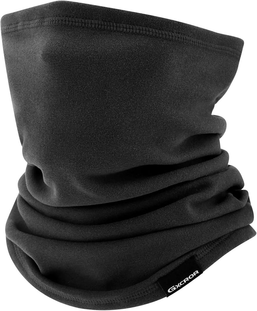 GXCROR Neck Warmer Winter Face Mask Fleece Neck Gaiter Ski Face Cover Cold Weather Scarf for Men & Women (Black)