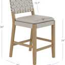 Nathan James Cohen Coastal Bar Stool, Wood Counter Height Leather Bar Stool with Back for Kitchen Island, Gray Mahogany