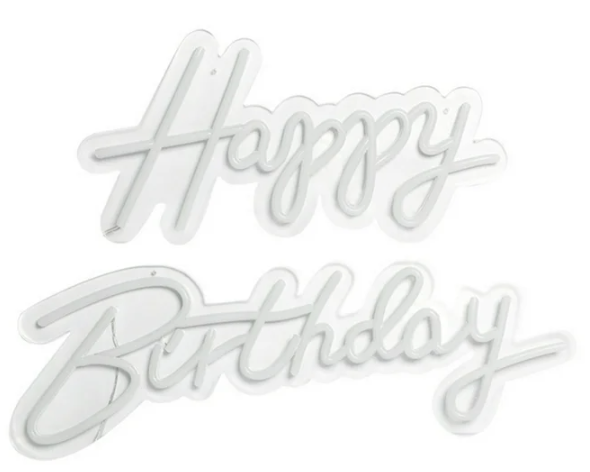 Happy Birthday Neon Signs for Party Decor Dimmable LED Birthday Neon Light for Wall Decor Light Up Happy Birthday Led Signs for Backdrop Birthday Any Ages Bday Celebration Decoration, White