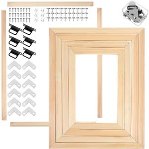 Yuanan 8 Sets Wood DIY Canvas Stretcher Bars, 4 Sizes Canvas Frame Easy to Assemble Sturdy Stretchers Frame for Arts, Oil Paintings, Paint by Numbers,Posters-7.87/9.84/11.8/13.77/15.7inch