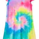 WonderBabe Girls Nightgown Nightdress Nightie Sleepwear Kids Pajamas Flutter Cute Short Sleeves Nightgowns for Little Girls size 6-7