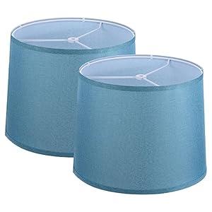 PATIKIL Lamp shades for Table Lamps Set of 2, 11.4" Top x 12.6" Bottom x 9.8" High Drum Lamp shades for Floor Lamps Medium Linen Lampshade Easy Assembly for Lamp Replacement, Blue