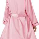 Vrtige Women's Satin Pajamas Set 3 Piece Cami Top and Shorts with Robe Sleepwear Set (Pink, XXL)