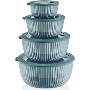 Mixing Bowls with Lids, 8-Piece Airtight Leak-Proof Nesting BPA-Free Bowl Set for Kitchen & Food Storage, Large 4200ml Capacity, Microwave & Dishwasher Safe