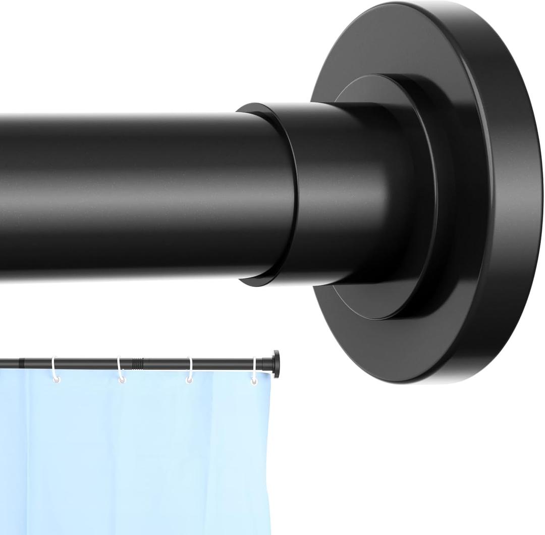 Black Shower Curtain Rod 31 to 92 Inch,1 Inch Diameter Adjustable Spring Tension Stainless Steel Telescoping Rod,Easy Install,No Rust (31-92)