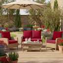 Summsun Waterproof Patio Cushions for Outdoor Furniture, Fade Resistant Back Pillow and Seat Cushion Set for Couch Replacements, 24 x 24 Inch, Red, Set of 4