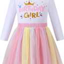LYSMuch Toddler Baby Girls Birthday Outfits Princess Long Sleeve Shirt Mesh Tutu Skirt Set (6-7 Years, White)