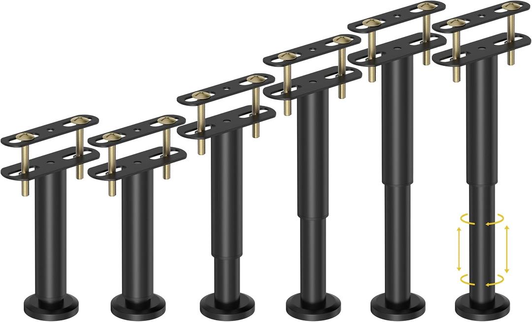 Wlrrcwdttc 6 Pcs Adjustable Height Bed Support Legs 7.08-12.6 inch, Bed Frame Center Support Legs for Bed Frame/Bed Center Slat/Furniture, Heavy Duty Metal Bed Replacement Legs Bed Slats Support Legs