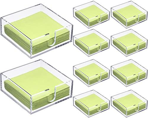 Acrylic Cocktail Napkin Holder for Table, Clear Beverage Napkin Holder Square Rectangle for Dinner, Kitchen, Bathroom, Restaurant, Bar (10 Pieces, 5.5 x 5.5 Inch)