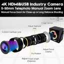 ELP 4K HDMI USB Camera Manual Zoom Webcam Dual Output Telephoto Camera for Computer TV Projector 5-50mm 10X Zoom Camera Mini Lightburn Camera Industrial USB Security Camera for Laptop Pi Jetson Nano
