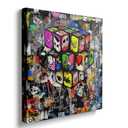 Ypxzzj Modern Abstract Canvas Wall Art for Living Room Graffiti Street Poster Pictures Paintings for Bedroom Urban Pop Wall Decor for Home Framed Ready to Hang(20''x20'')
