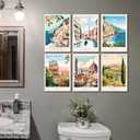 JYHARTJX 6Pcs Europe Italy Canvas Wall Art Vintage Travel Cities Posters Trendy Modern Colorful Landscape Painting Pictures Amalfi Coast Positano Florence Wall Decor Venice Rome Aesthetic Prints