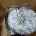 Geetery 2 Pcs Dorm Ottoman with Storage Set Blue Floral Ottoman, 15 inches, 12 inches
