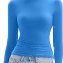 Women's Long Sleeve Shirts Crew Neck Slim Fit Going Out Tops Basic Tees Barely There Collection (Medium, Azure)