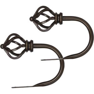 KAMANINA Decorative Curtain Drapery Holdbacks for Wall, Bronze Curtain Tiebacks Holders with Screws Wall Mounted for Drapes Window Home Decoration, Twisted Cage Finials, 1 Pair/2 Pack, Small