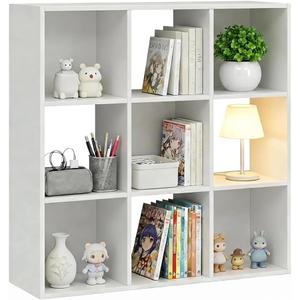 9-Cube Storage Organizer, Reversible Bookcase Shelf, Open Cube Bookshelf, Large Modern Storage for Living Room, Bedroom & Office, White