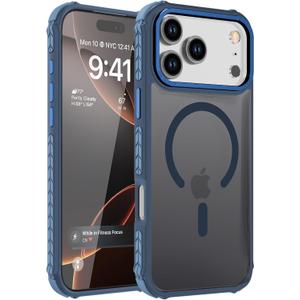 DEERLAMN Strong Magnetic Case for iPhone 17 Pro Max 6.9-Inch,[Compatible with Magsafe][Military Grade Drop Protection] Translucent Matte Shockproof Protective Phone Cover-Forest Blue