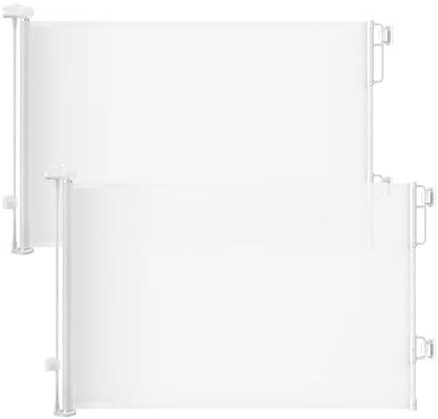 Cumbor 2-Pack Retractable Baby Gates for Stairs, 55" Wide Soft Mesh Pet Gate for Dogs with One Hand Opening, 34" Tall Toddler Gate with Top Lock for Bedroom, Doorways, Indoor/ Outdoor, White