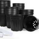 JERIA 100-Pack 1 Gallon Flexible Plant Nursery Pots with 100Pcs Plant Labels,Thickened Soft Plastic Seedling Pots,Seed Starting Pot Flower Plant Container for Succulents，Seedlings