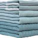 Premium Kitchen Towels (20x 28, 6 Pack) | Large Cotton Dish Towels | Flat & Terry Highly Absorbent Kitchen Linen Set with Hanging Loop | Aqua