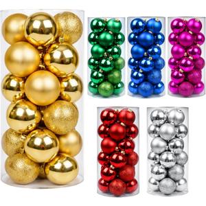 24ct Gold Christmas Ball - 1.18 Inch Shatterproof Christmas Tree Decoration Ornaments Hanging Ball for Xmas Tree, Holiday, Wedding, Party