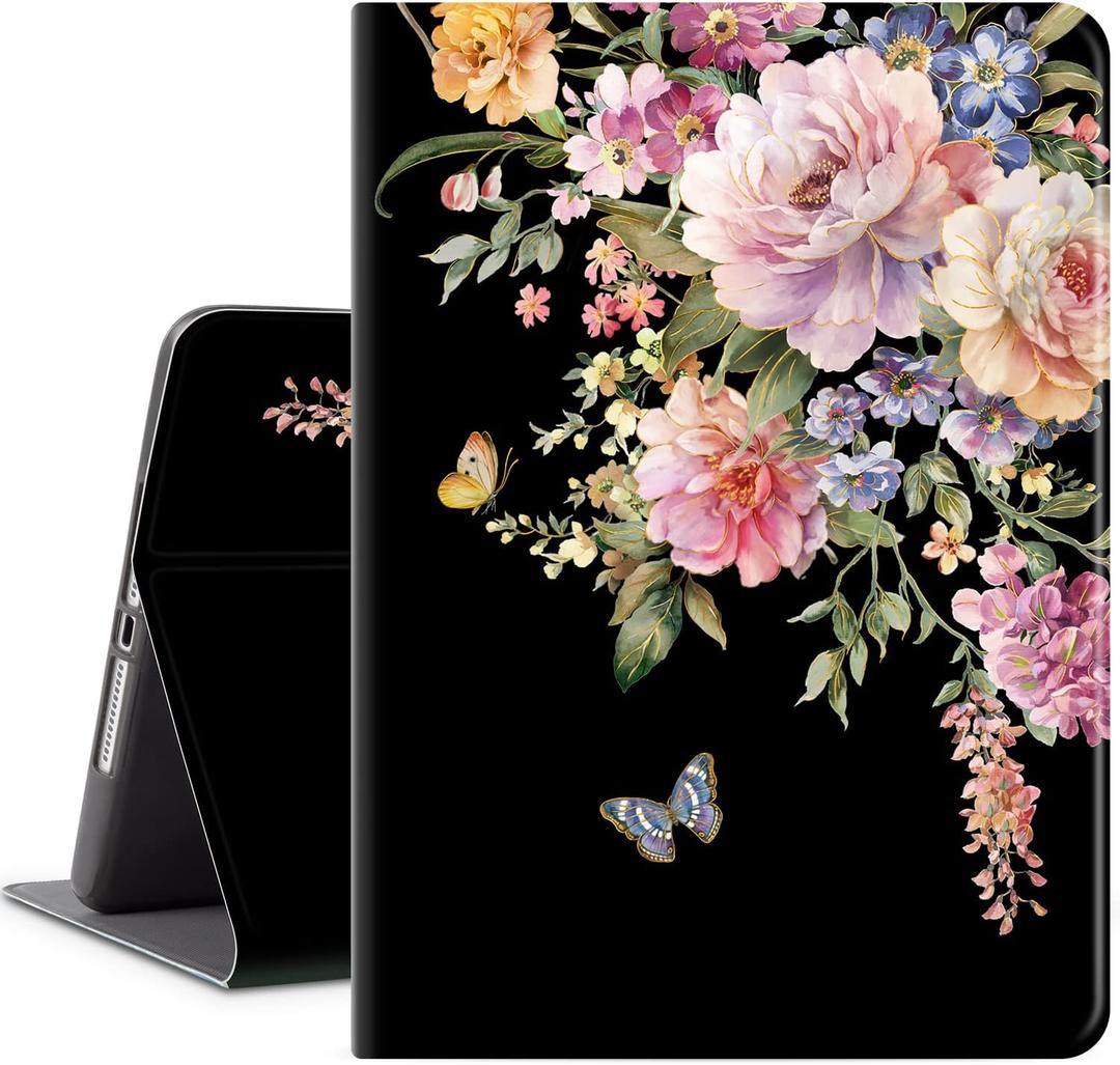 Vimorco iPad Case 6th/ 5th Generation 2018/ 2017, iPad 9.7 Inch Case for iPad 6th/ 5th Case Generation, Adjustable Angle, Auto Wake/ Sleep, iPad Air 2 / Air Case Folio Stand Cover (Flower Butterfly)