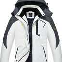 Pdbokew Women's Skiing Snowboarding Jackets Fleece Hood Mountain Snow Coat (Medium, White)