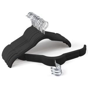 Sishynio Premium Velvet Hangers 30 Pack - Space-Saving Closet Organizer for Clothes, Non-Slip Flocked Design, Ideal for Shirts and Coats (Black)