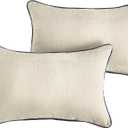 Sorra Home Indoor/Outdoor Sunbrella Lumbar Pillow Set, Pumice, 12 in x 24 in