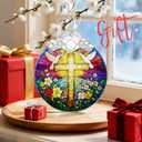 2 x Catholic Cross Gifts: Stained Glass Christian Cross Ornament | Christmas Ornaments (Christmas Tree Ornaments), Christian Faith Home Decor, Religious Gift & Xmas Gifts