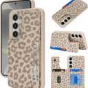 iCoverCase Compatible with Samsung Galaxy S24 Plus Case with Card Holder, S24 Plus Wallet Case for Women Men [RFID Blocking] PU Leather Protective Phone Case for S24 Plus 5G (Beige Leopard)